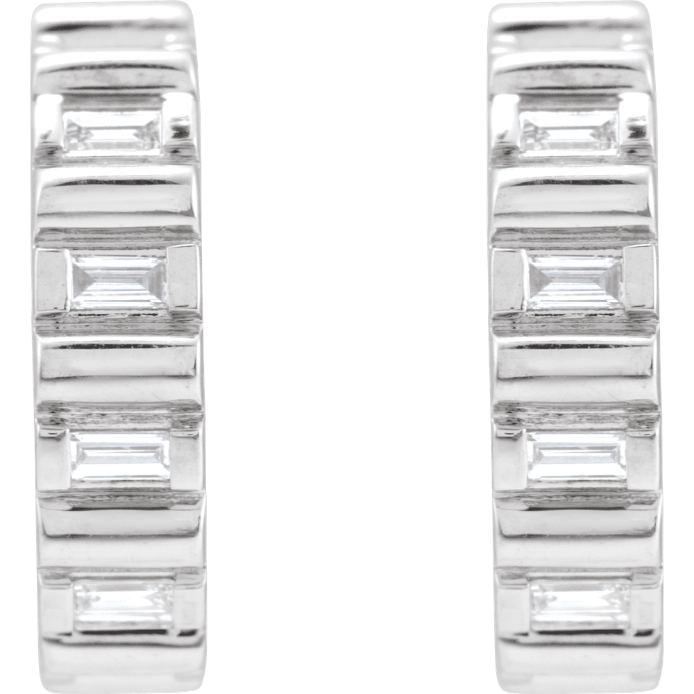 Natural Diamond Hoop Earrings - Platinum