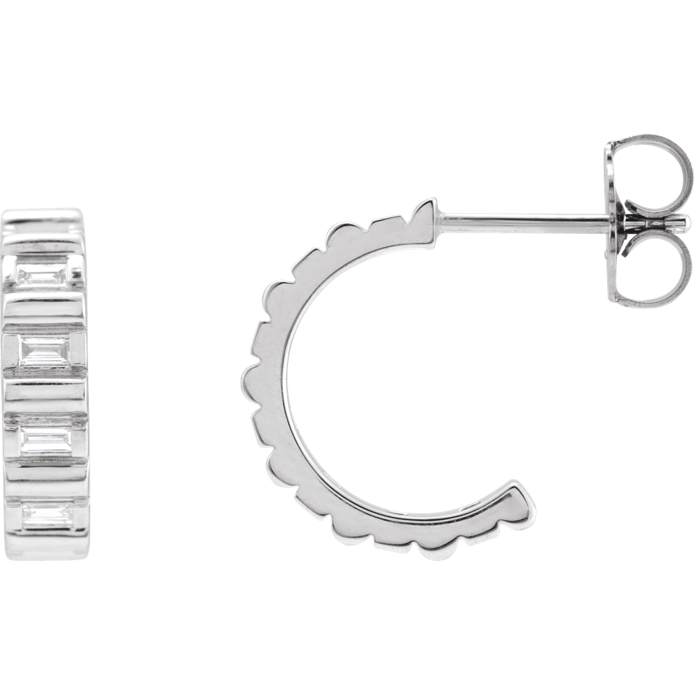 Natural Diamond Hoop Earrings - Platinum