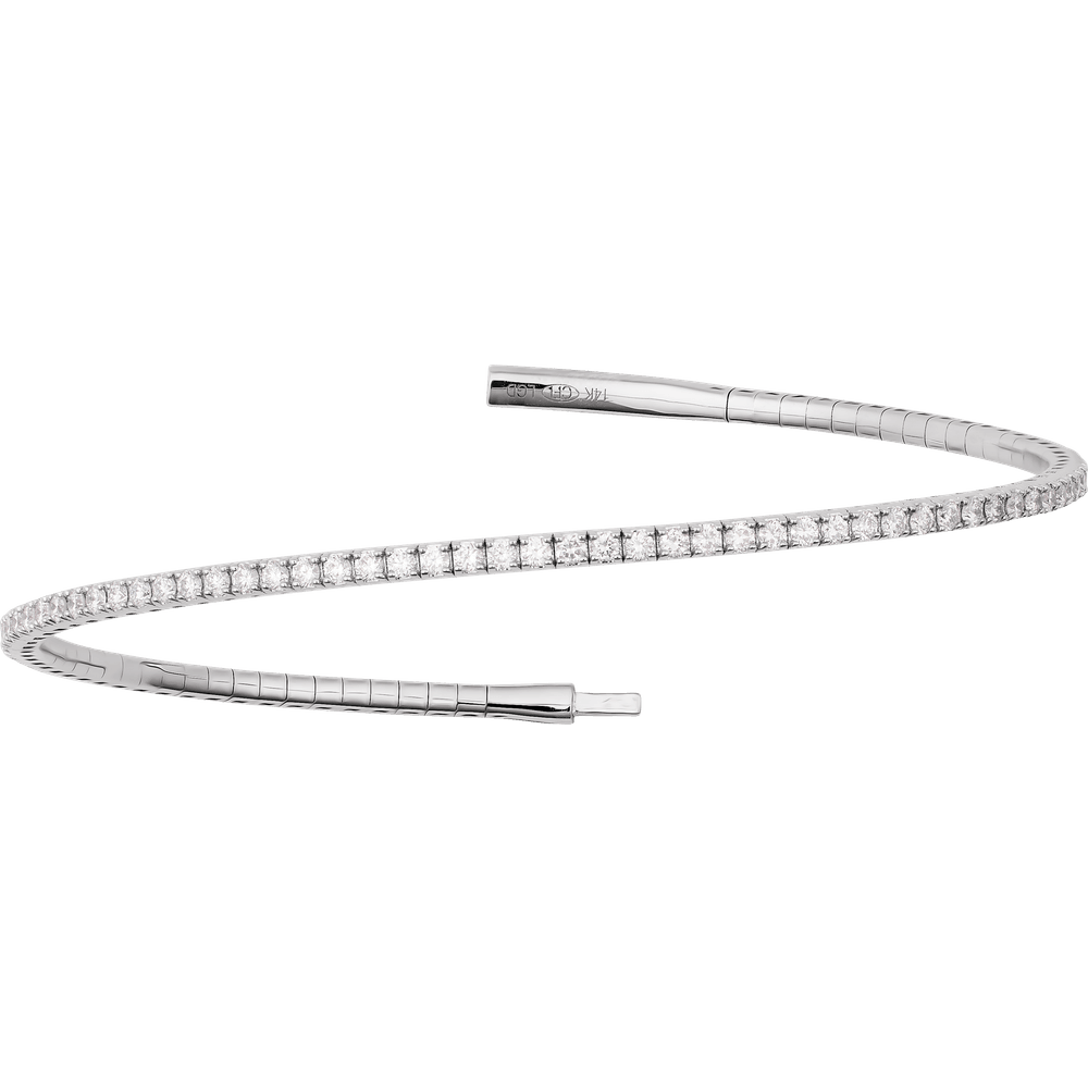 14K White Gold Lab Diamond Flexible Bangle Bracelet
