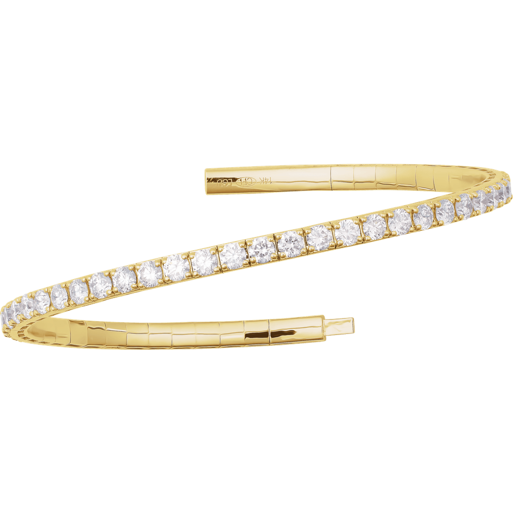 14K White Gold Lab Diamond Flexible Bangle Bracelet