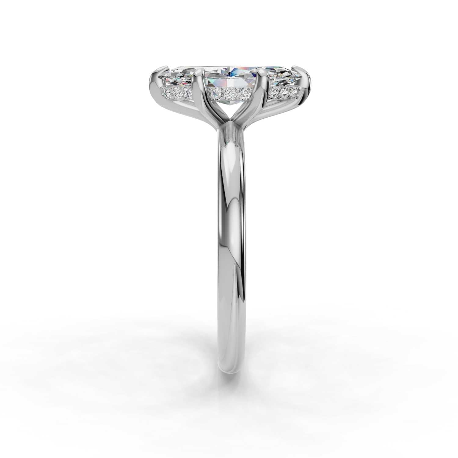 14K Hidden Halo Solitaire MARQUISE Center Stone
