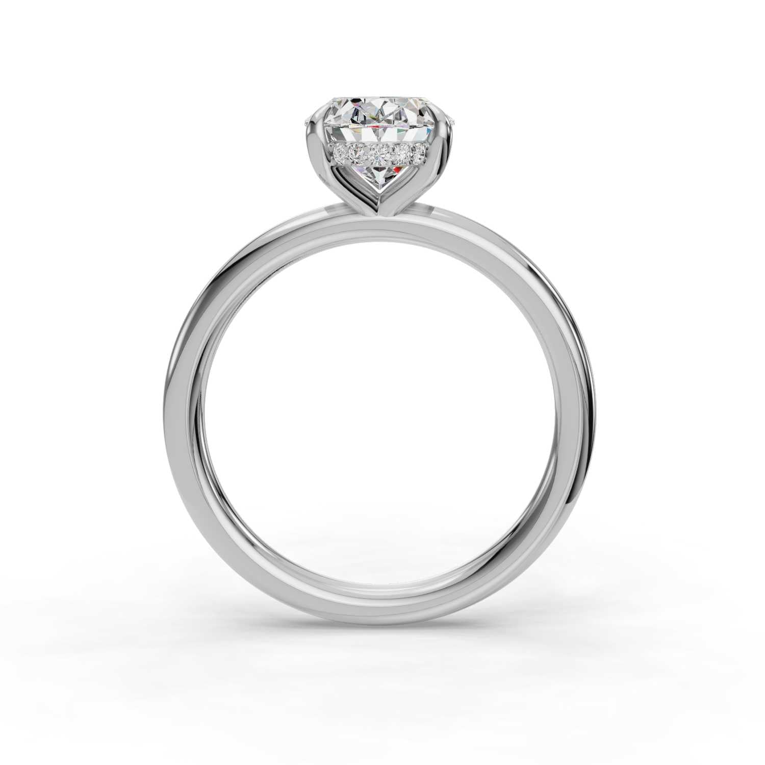 14K Hidden Halo Solitaire OVAL Center Stone