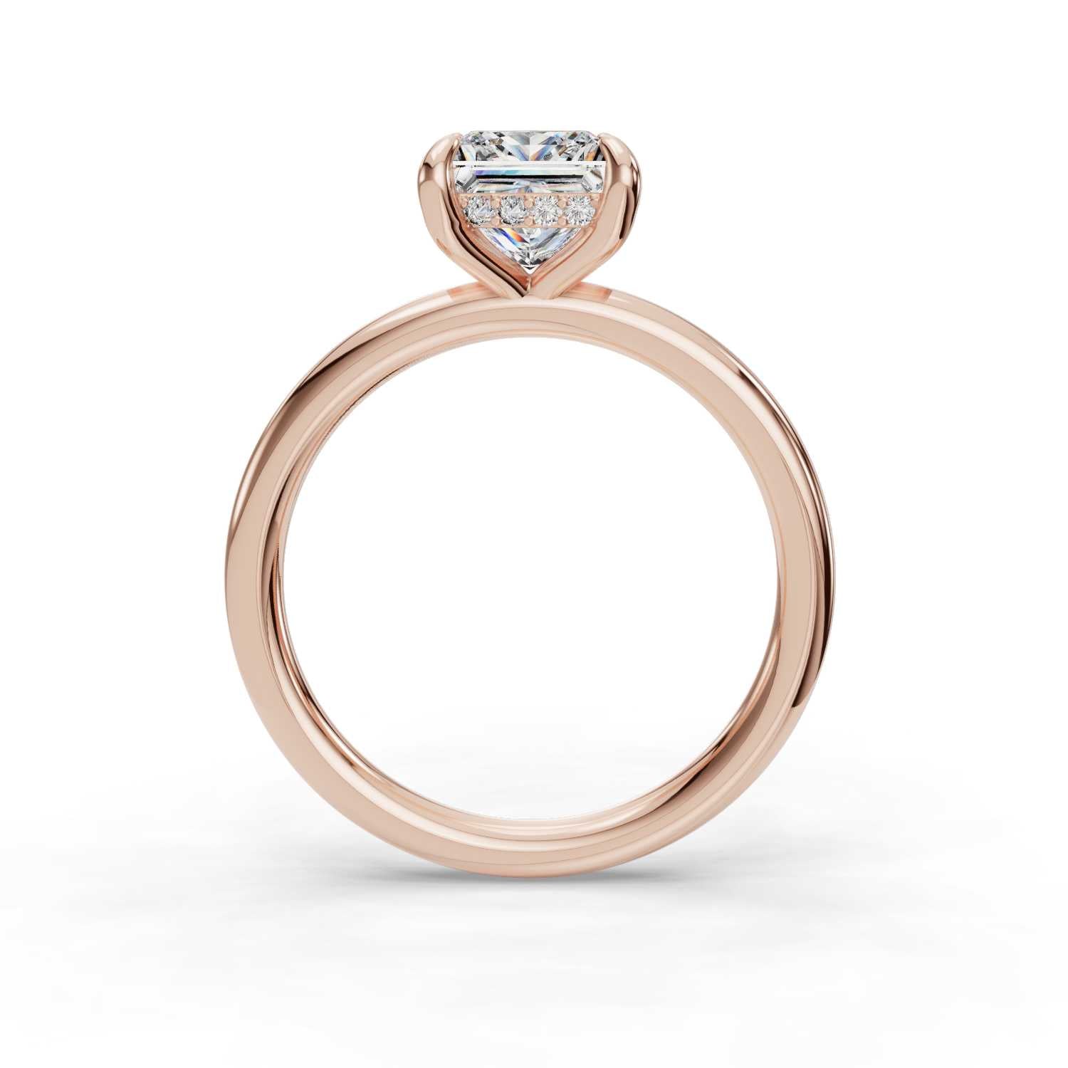 14K Hidden Halo Solitaire PRINCESS Center Stone