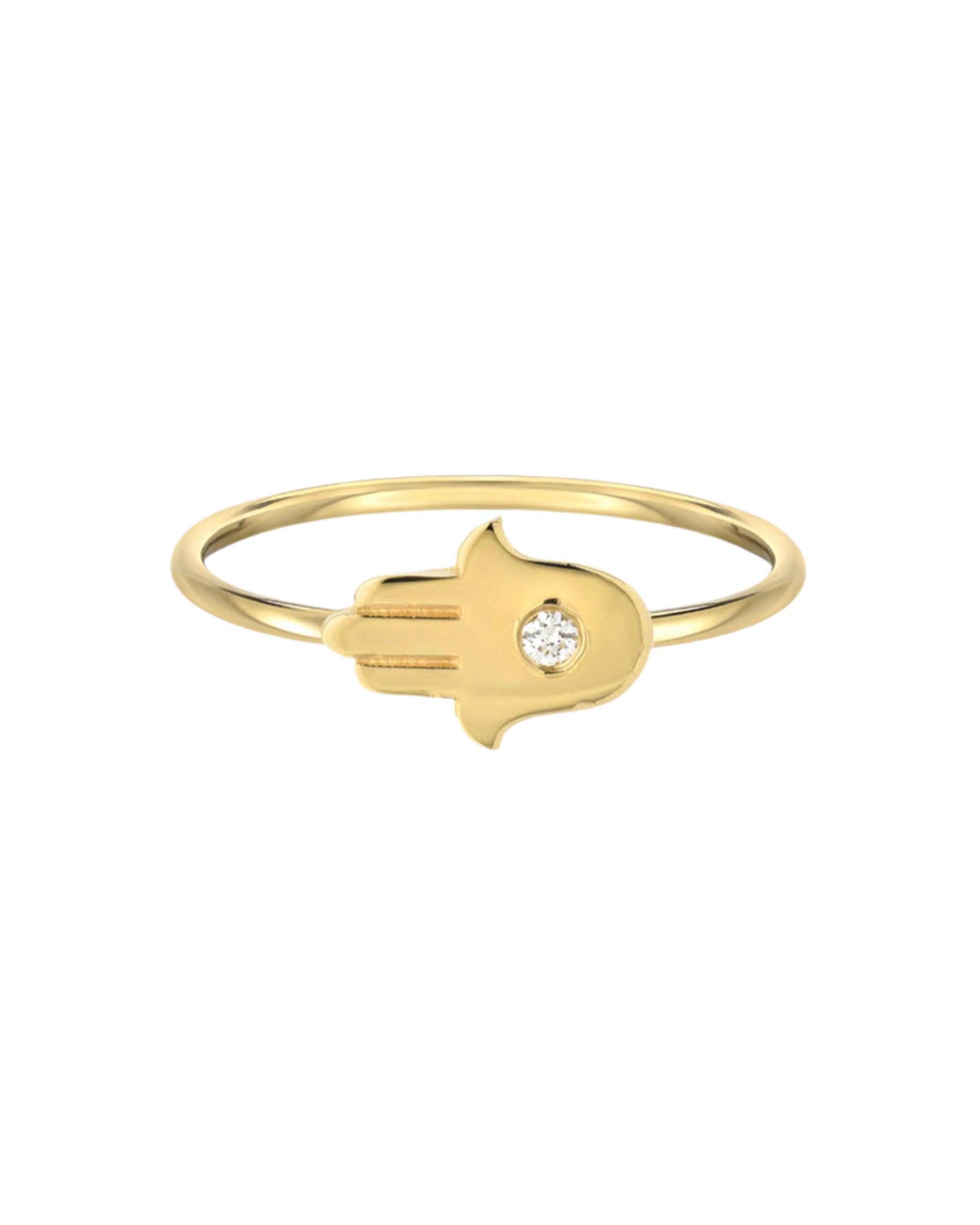 14K Gold Diamond Hamsa Ring