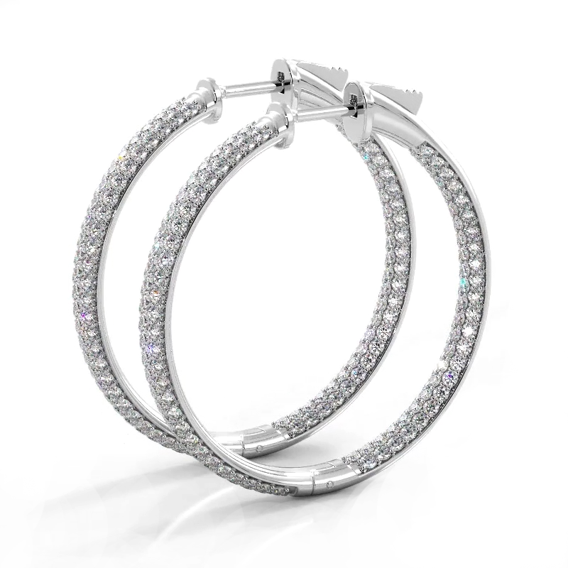 2.5 CTW Moissanite Triple Row Hoop Earrings in 14K Gold