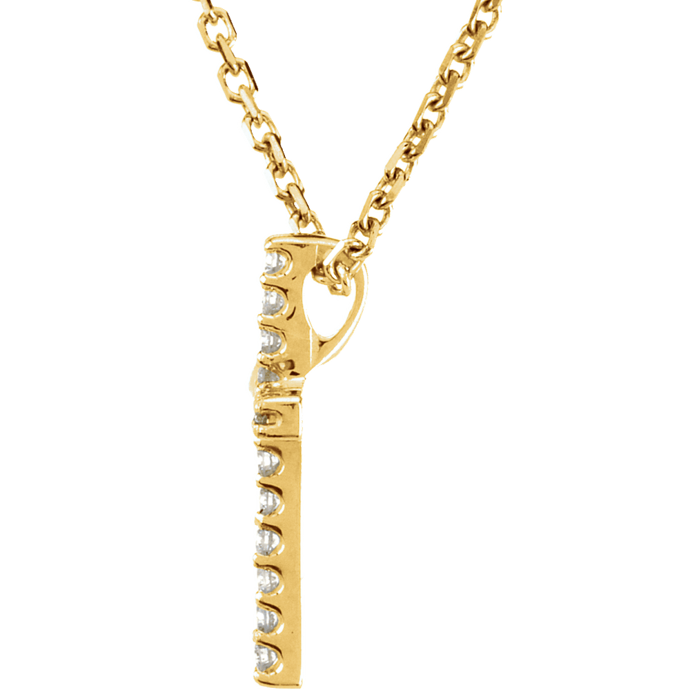 14K Gold Lab-Grown Diamond Petite Cross Necklace