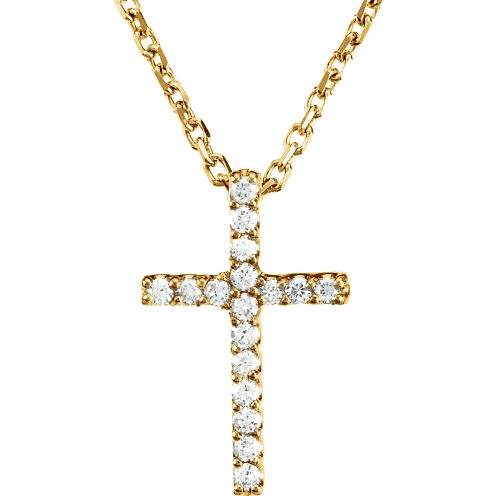 14K Gold Lab-Grown Diamond Petite Cross Necklace