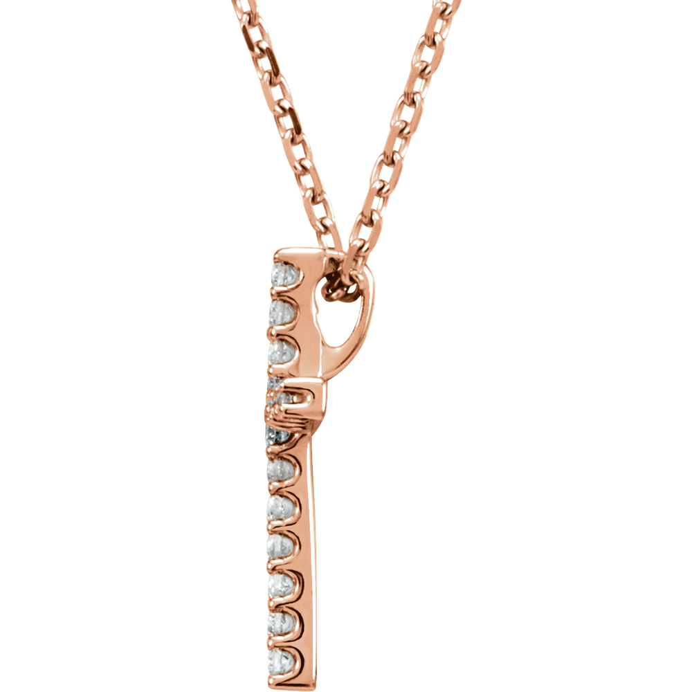 14K Gold Lab-Grown Diamond Petite Cross Necklace
