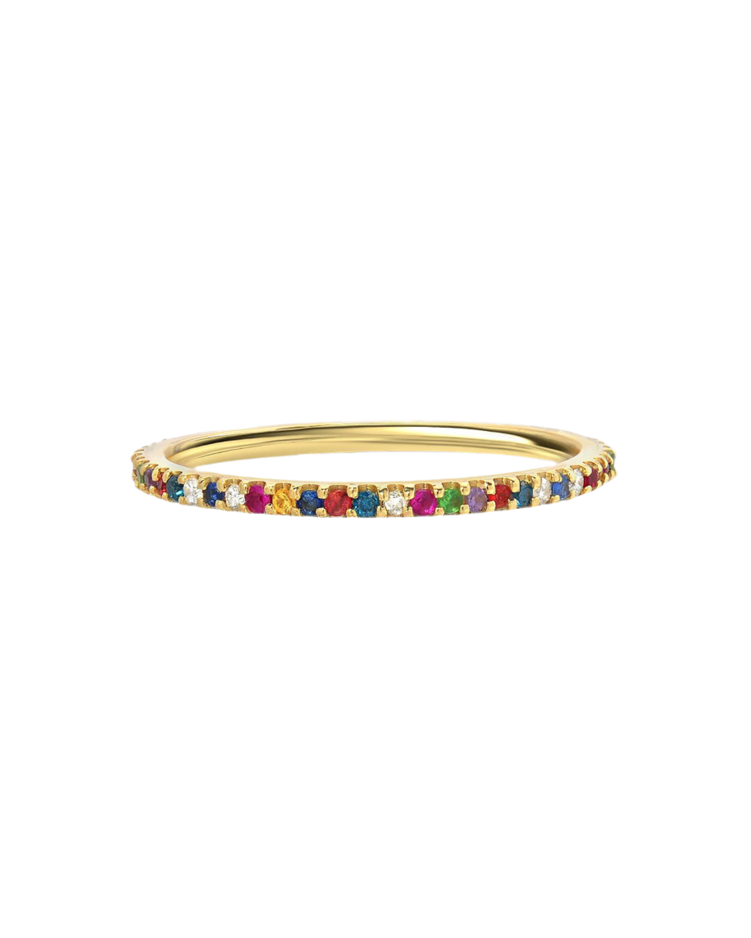 Rainbow Gemstone Eternity Band