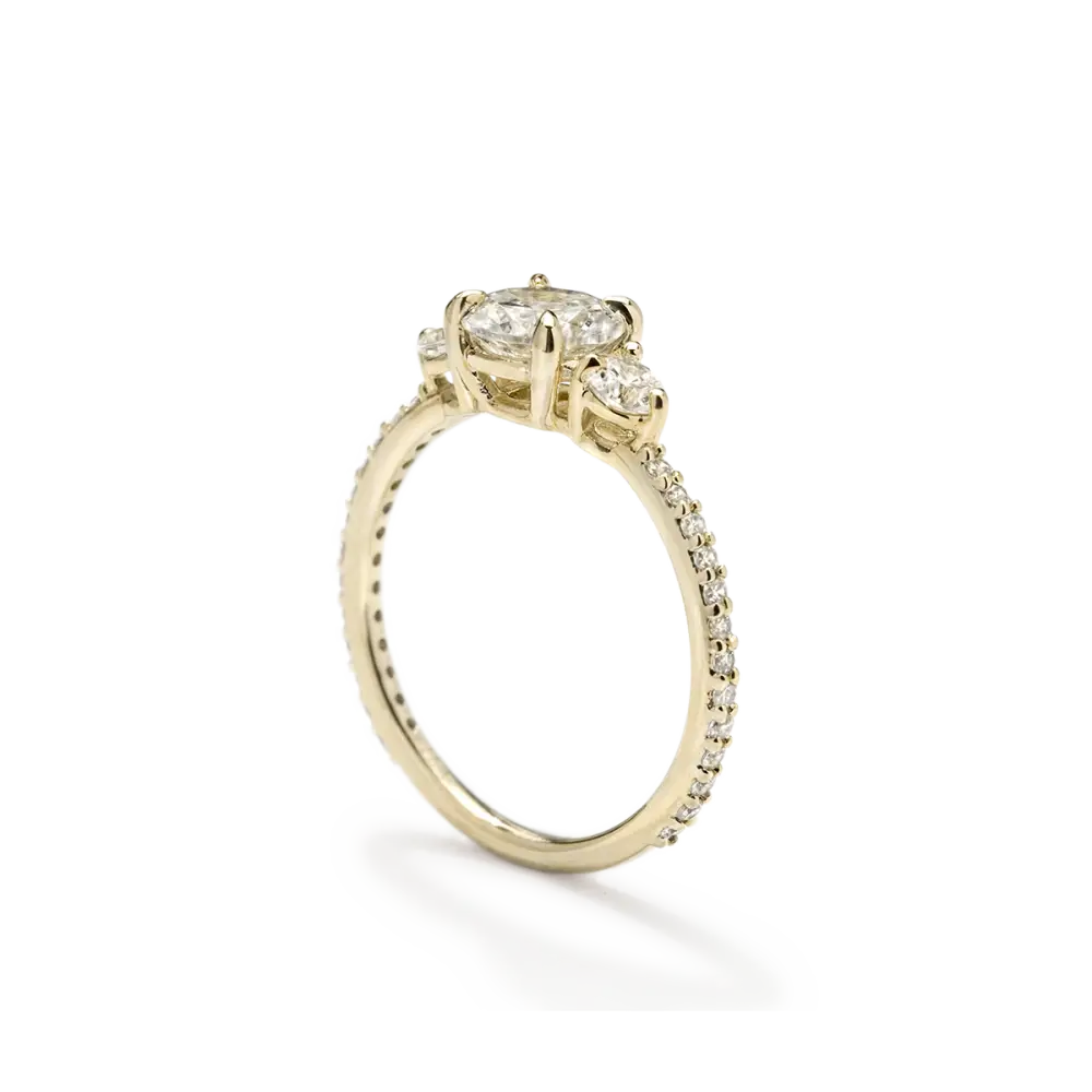 ADELINE - NATURAL THREE STONE PAVE - Engagement Ring