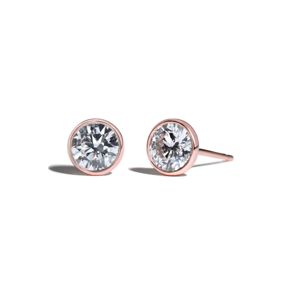 BEZEL STUDS - 14K Rose Gold / Round