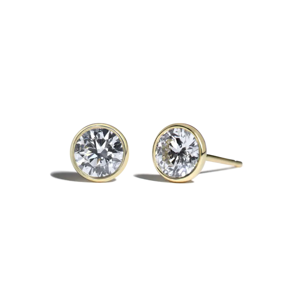 BEZEL STUDS - 14K Yellow Gold / Round