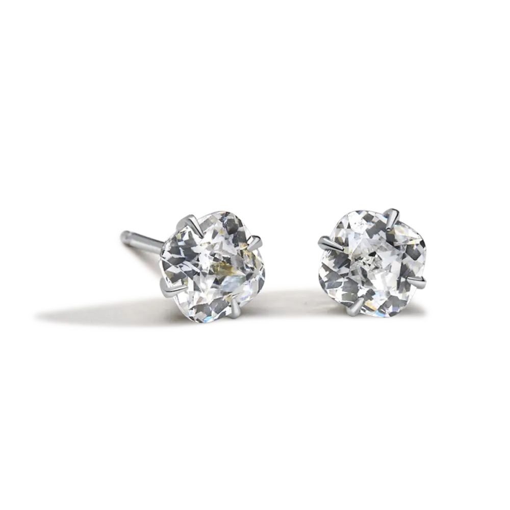 CUSHION STUDS - 14K White Gold / Cushion