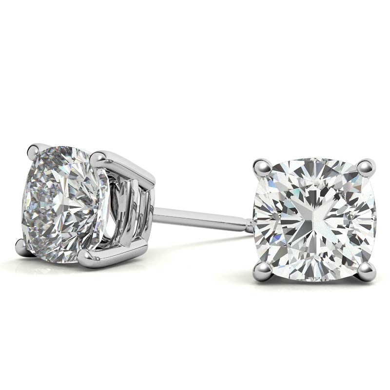 4.00 CTW Moissanite Cushion Cut Stud Earrings