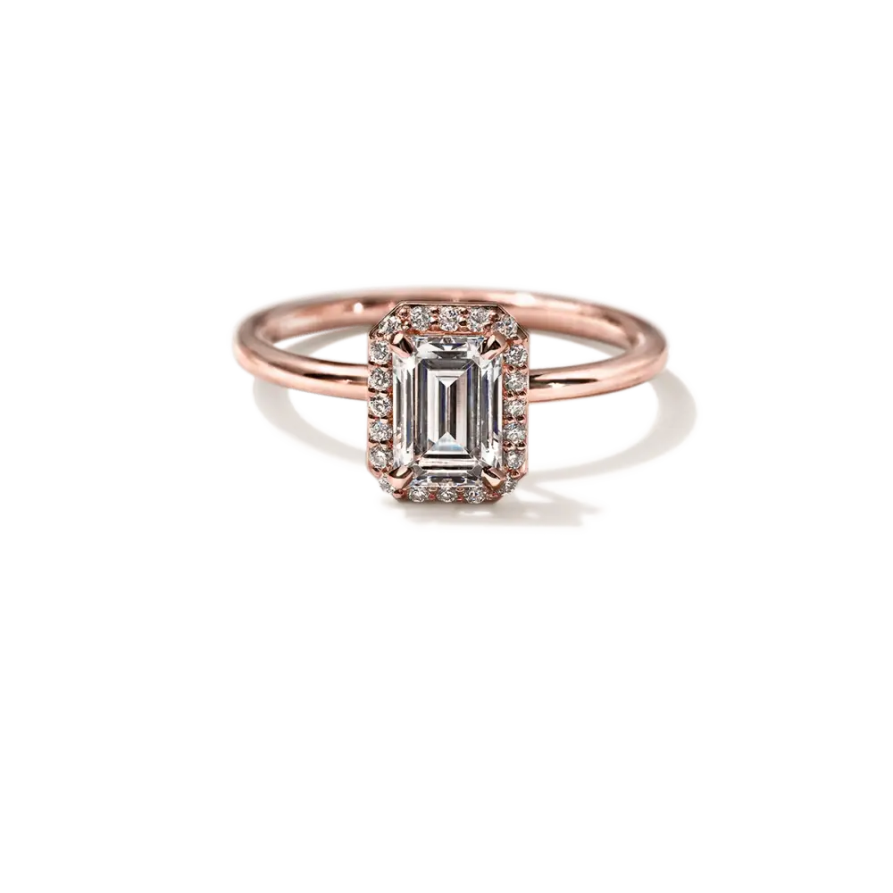 ELEANOR - HALO - 18K Rose Gold / Emerald - Engagement Ring