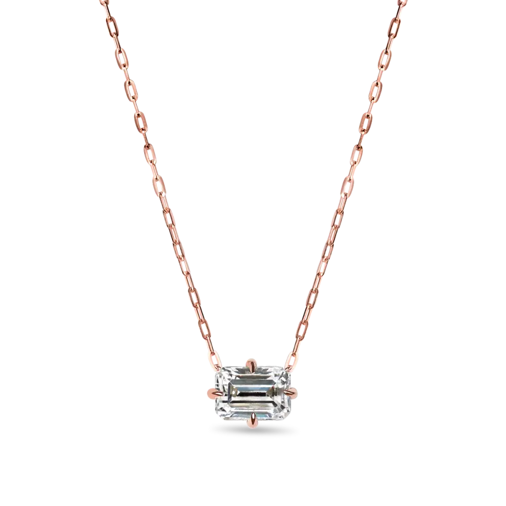 EMERALD PENDANT - 14K Rose Gold / Emerald