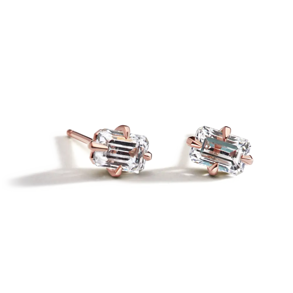 EMERALD STUDS - 14K Rose Gold / Emerald