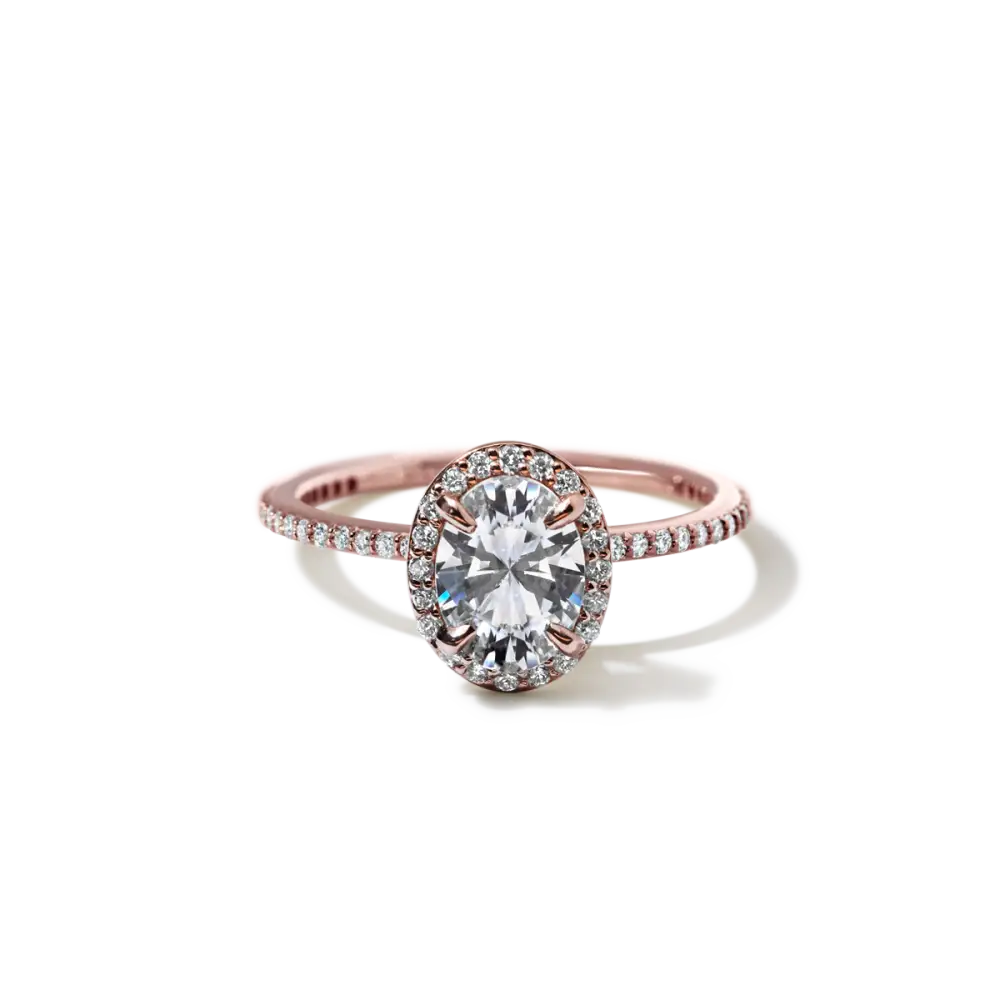 EMMELINE - NATURAL HALO PAVE - 18K Rose Gold / Oval - Engagement Ring