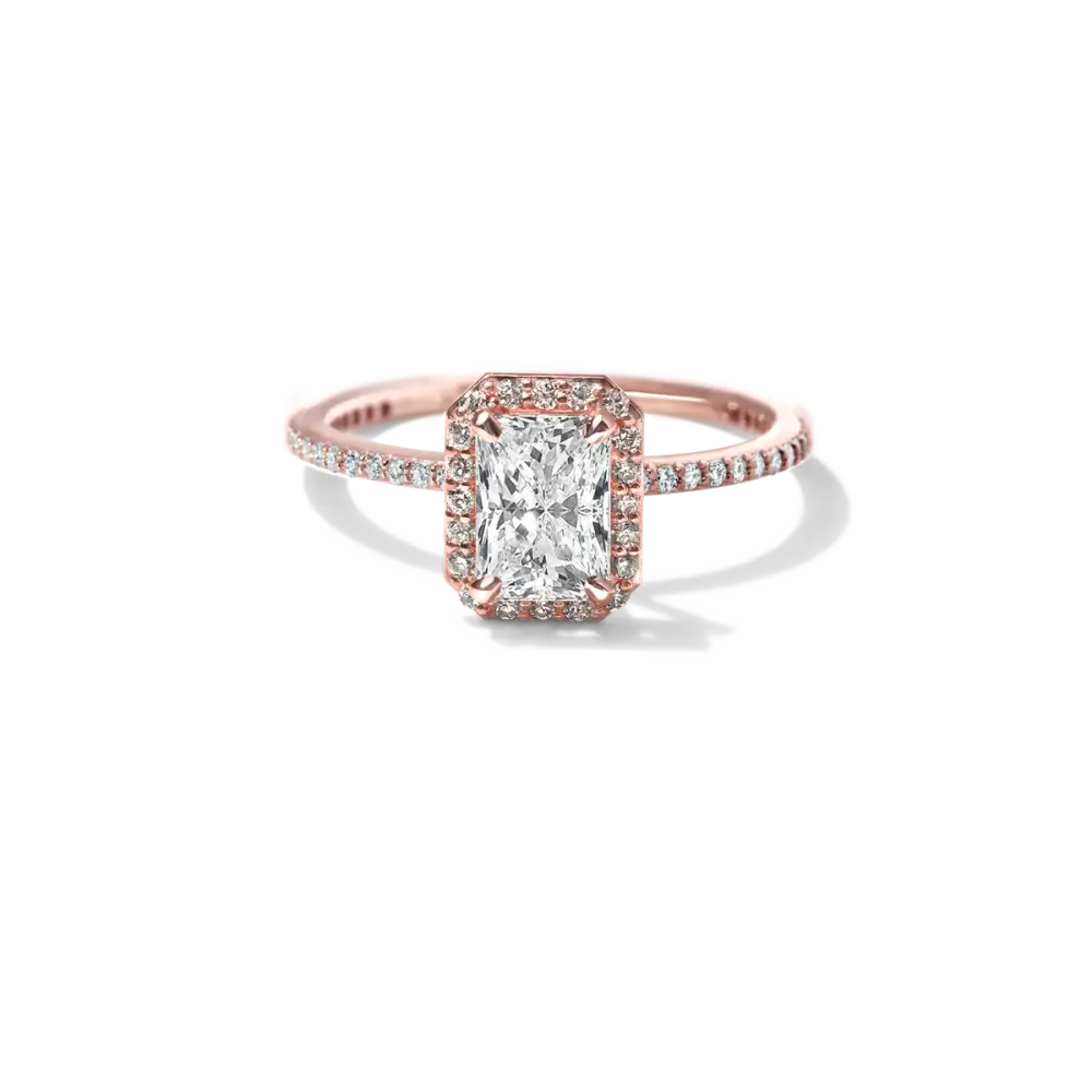 EMMELINE - NATURAL HALO PAVE - 18K Rose Gold / Radiant - Engagement Ring