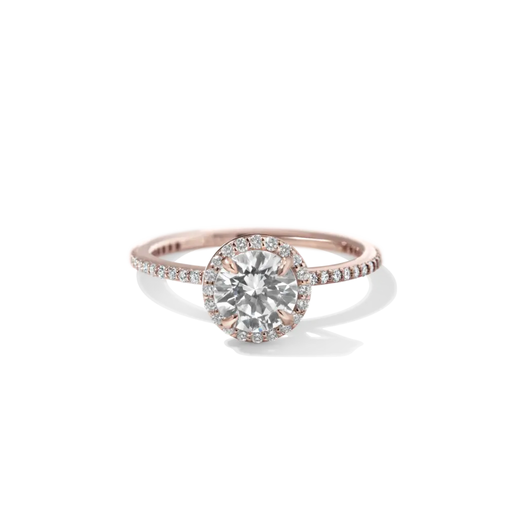 EMMELINE - NATURAL HALO PAVE - 18K Rose Gold / Round - Engagement Ring