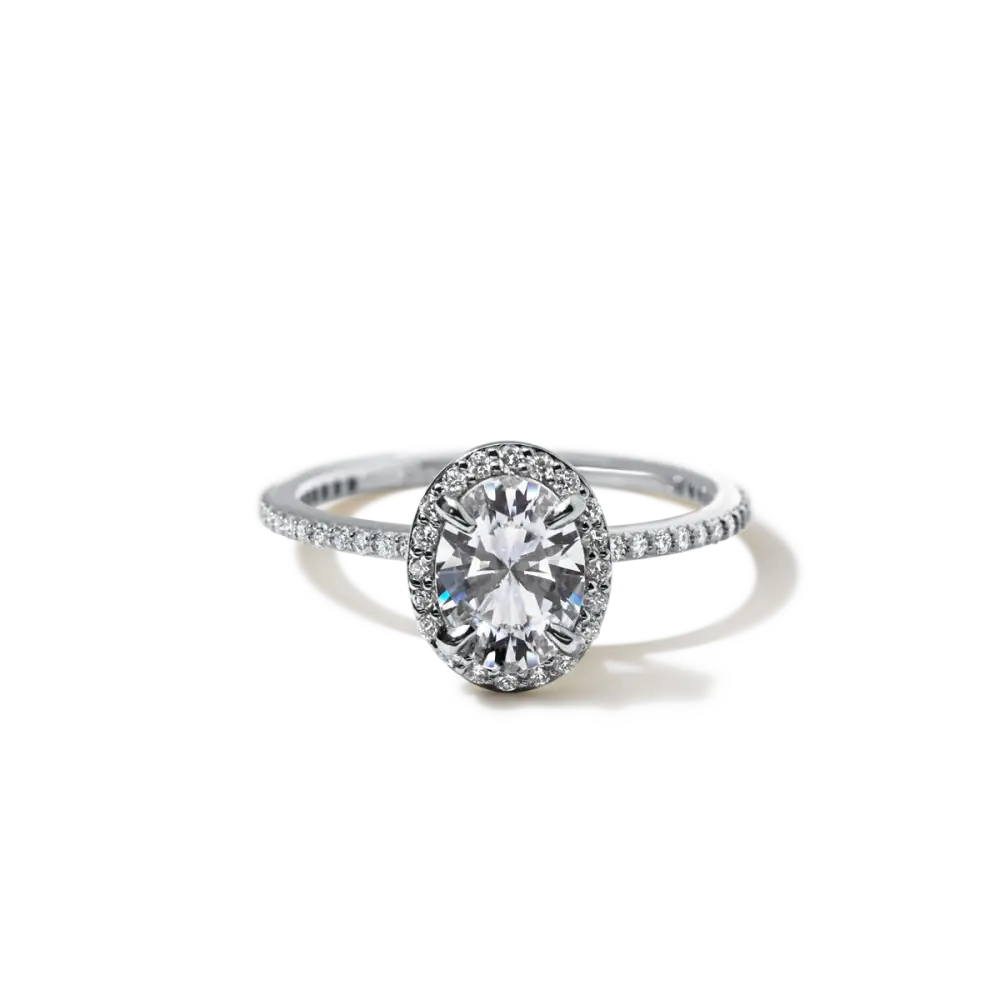 EMMELINE - NATURAL HALO PAVE - 18K White Gold / Oval - Engagement Ring