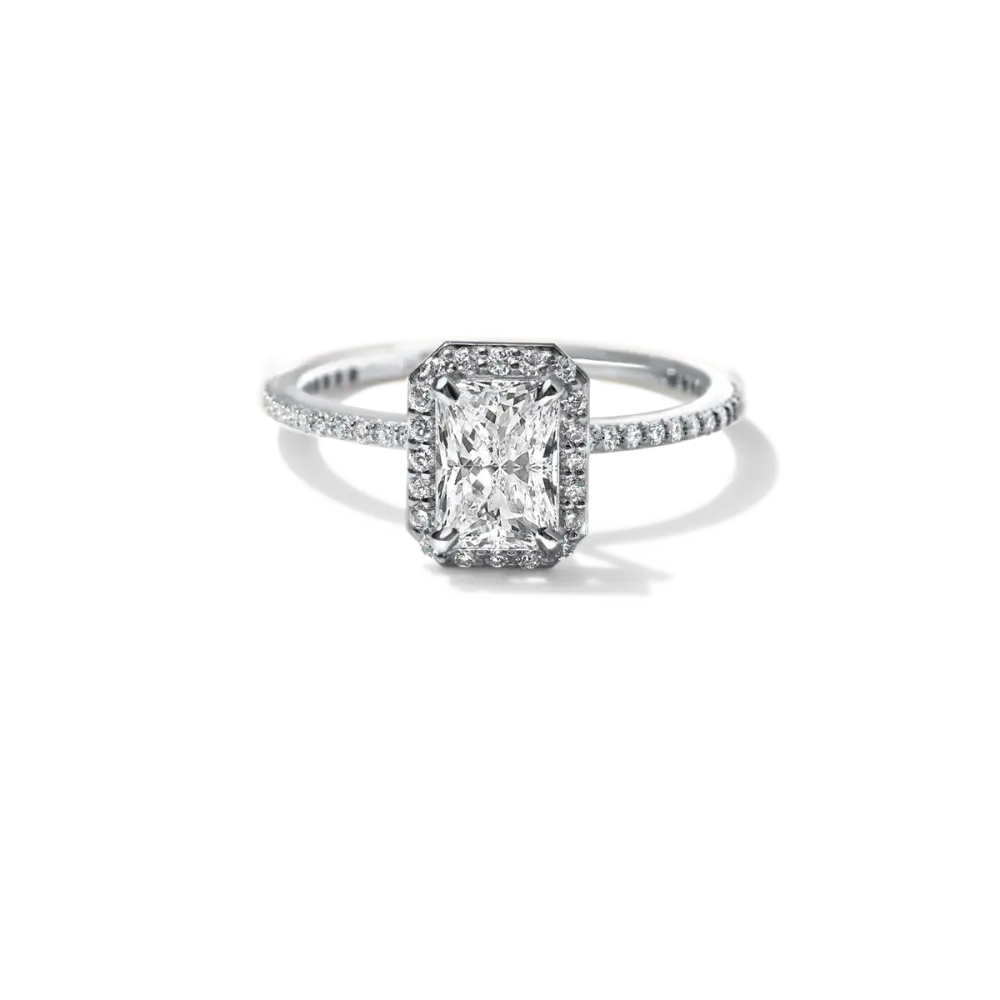 EMMELINE - NATURAL HALO PAVE - 18K White Gold / Radiant - Engagement Ring