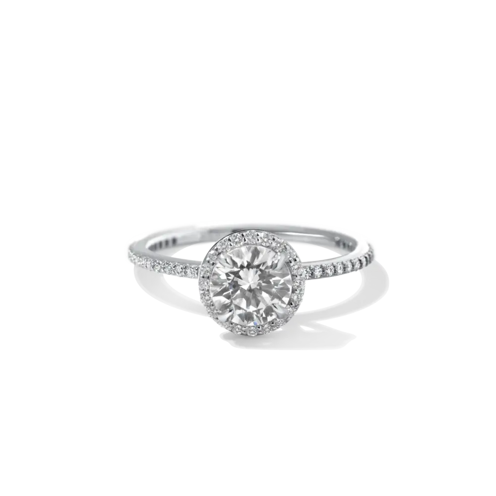 EMMELINE - NATURAL HALO PAVE - 18K White Gold / Round - Engagement Ring