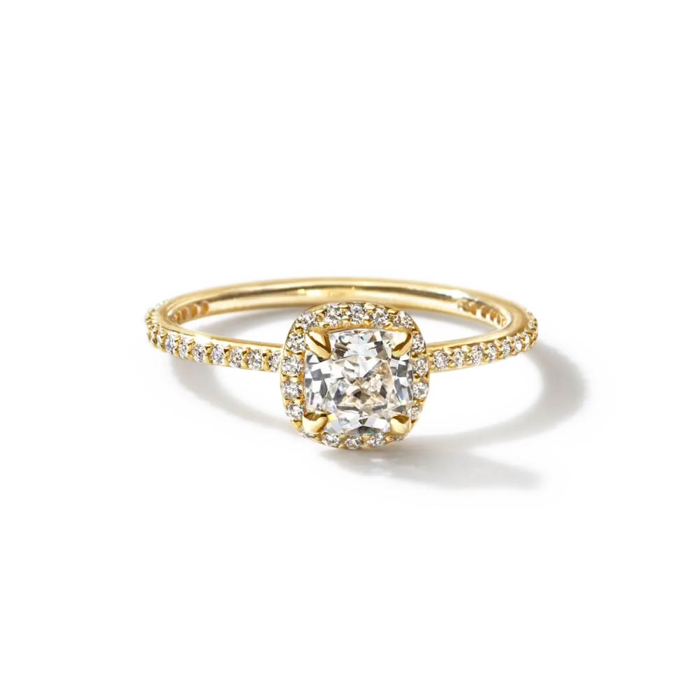 EMMELINE - NATURAL HALO PAVE - 18K Yellow Gold / Cushion - Engagement Ring