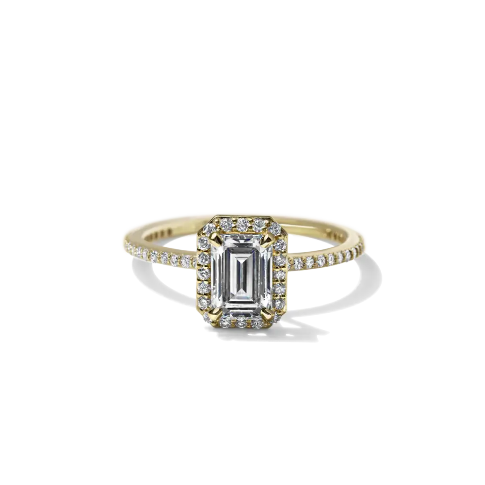 EMMELINE - NATURAL HALO PAVE - 18K Yellow Gold / Emerald - Engagement Ring