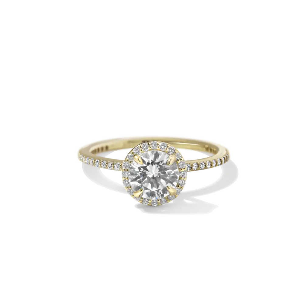 EMMELINE - NATURAL HALO PAVE - 18K Yellow Gold / Round - Engagement Ring