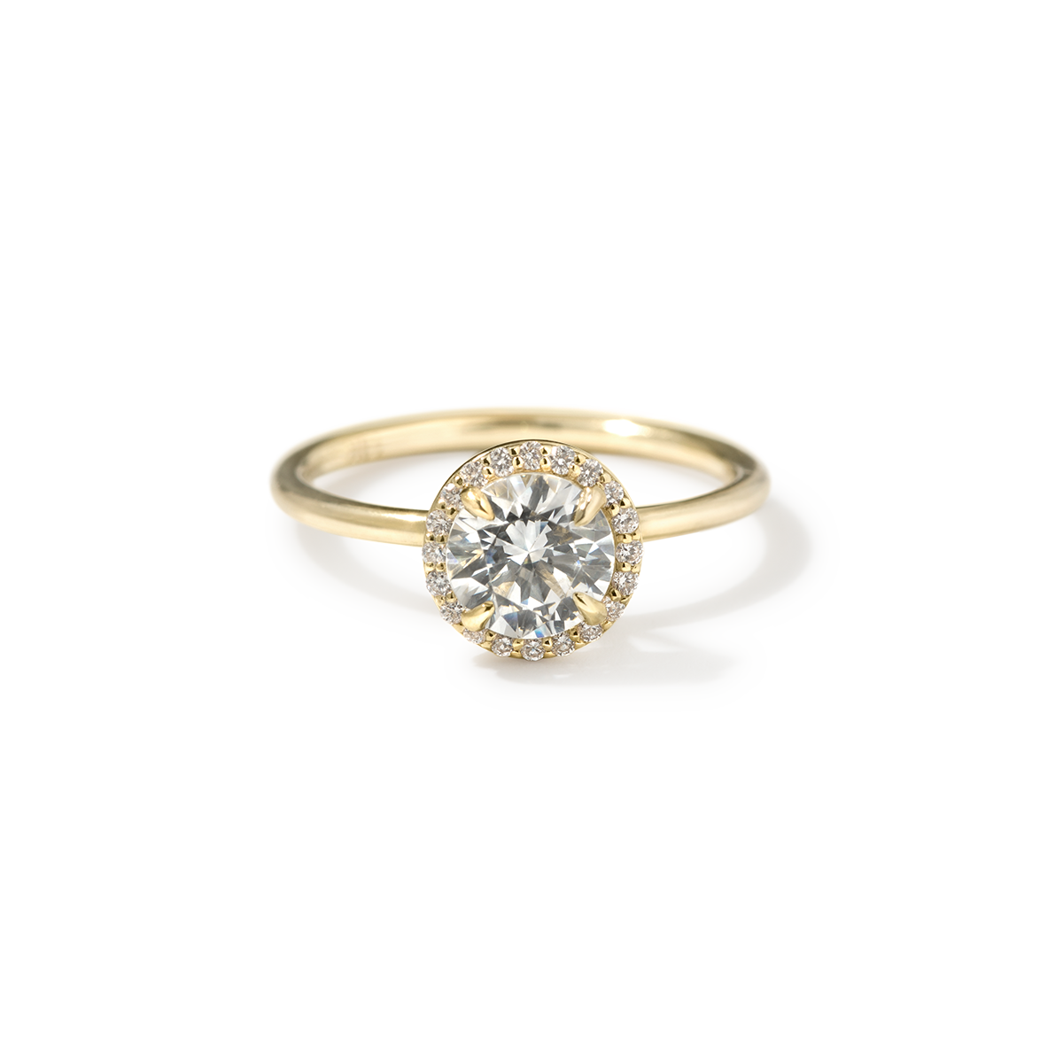 18K Gold Halo Solitaire Engagement Ring