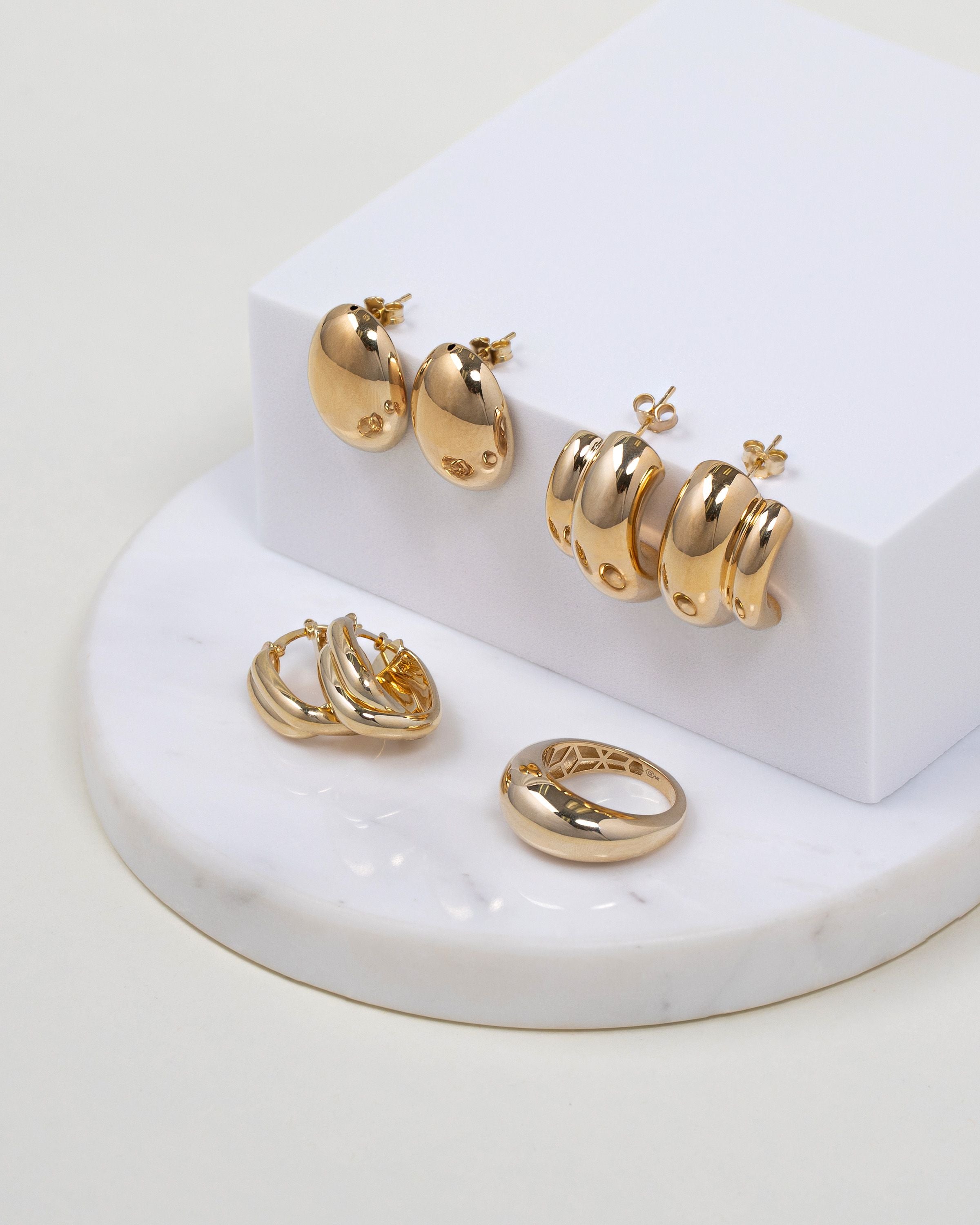 14K Gold Half Dome Studs