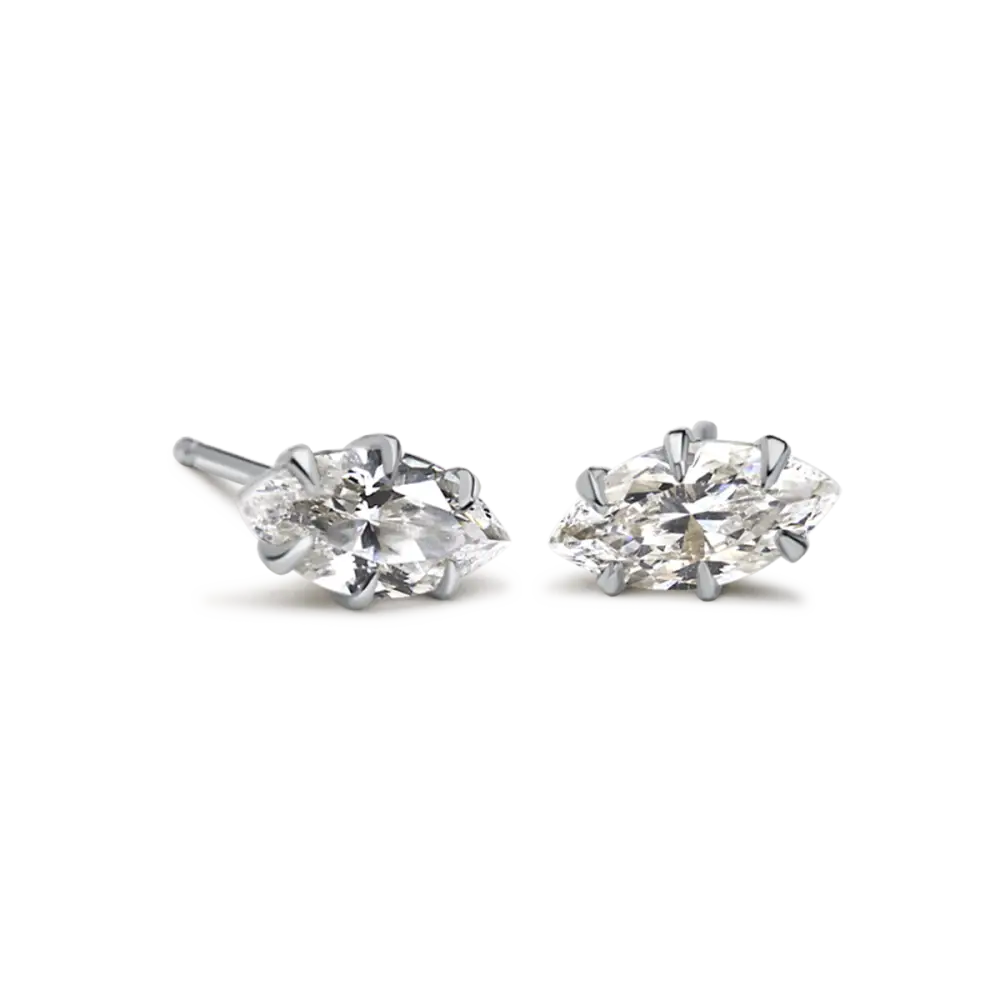 MARQUISE STUDS - 14K White Gold / Marquise