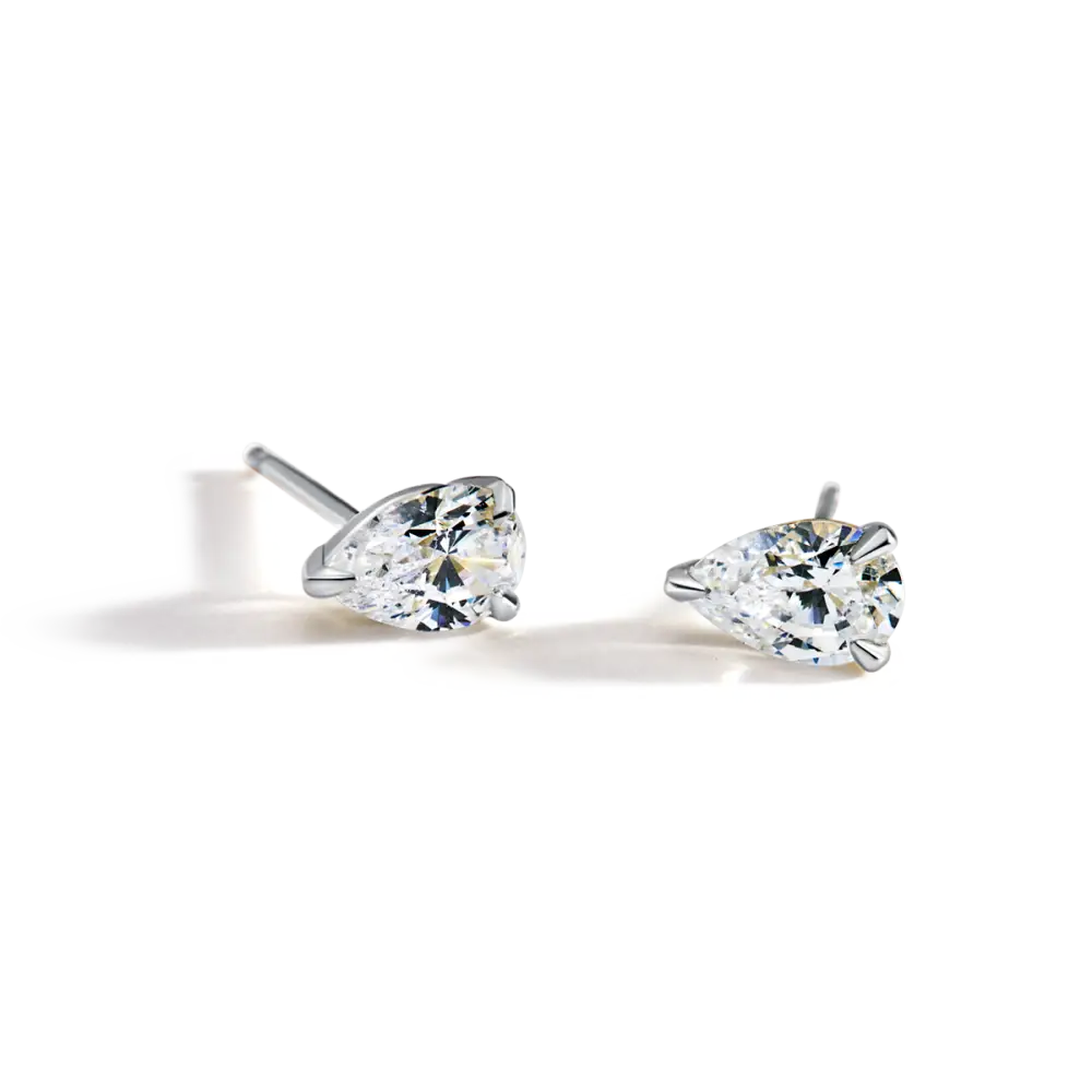 PEAR STUDS - 14K White Gold / Pear