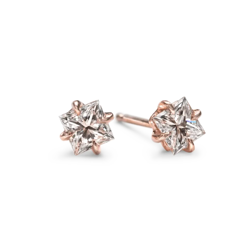 PRINCESS STUDS - 14K Rose Gold / Princess