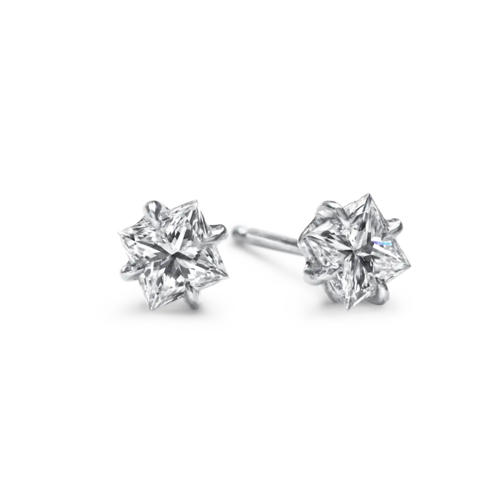 PRINCESS STUDS - 14K White Gold / Princess