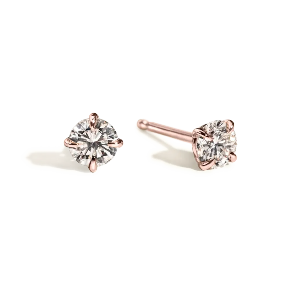 ROUND 4 PRONG STUDS - 14K Rose Gold / Round