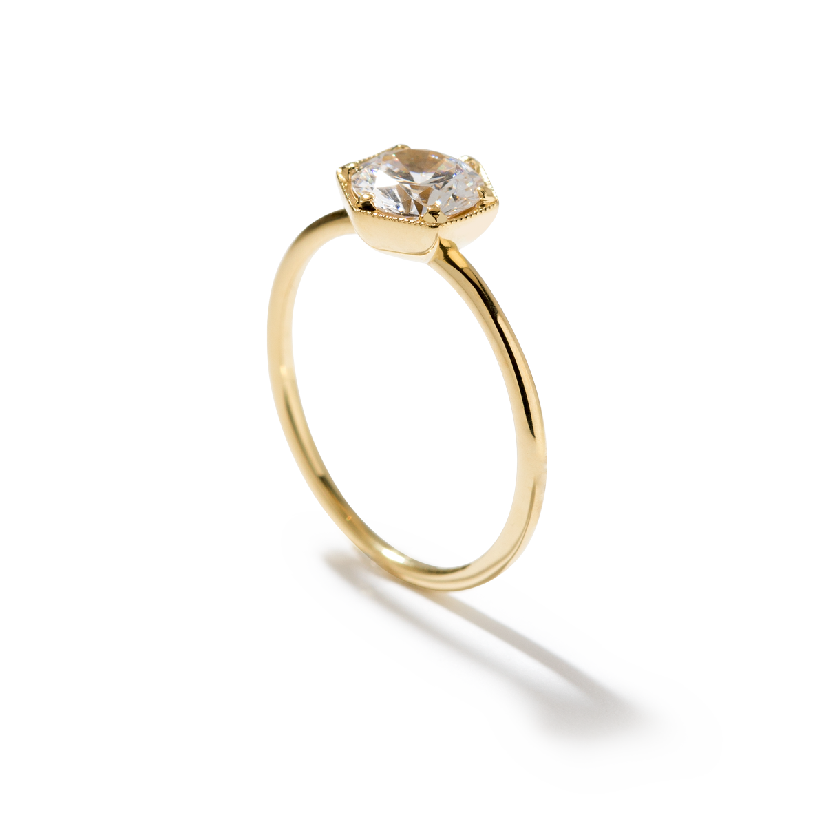 18K Gold Bezel Engagement Ring