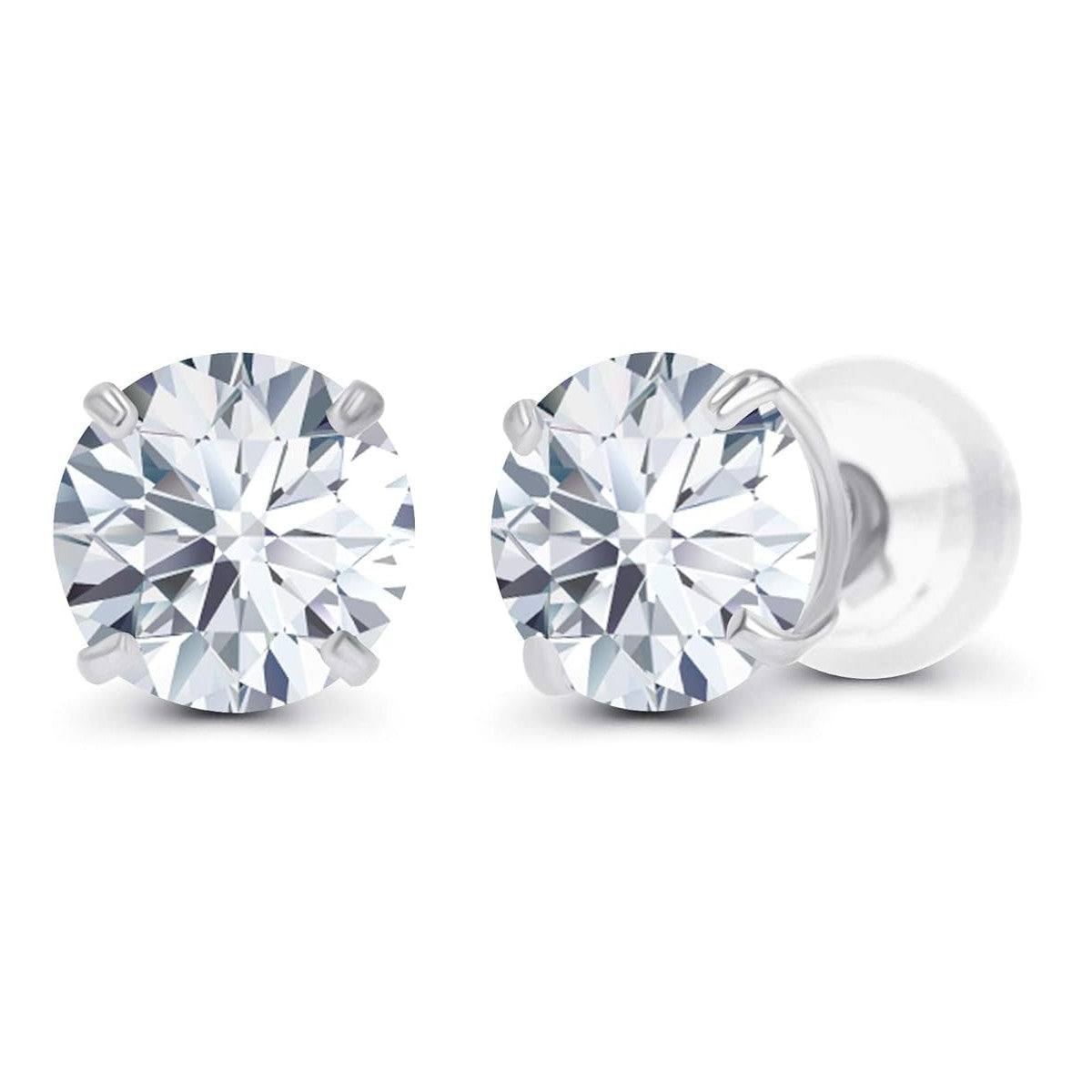 2CTW Moissanite Stud Earrings - 14K White Gold or Yellow Gold