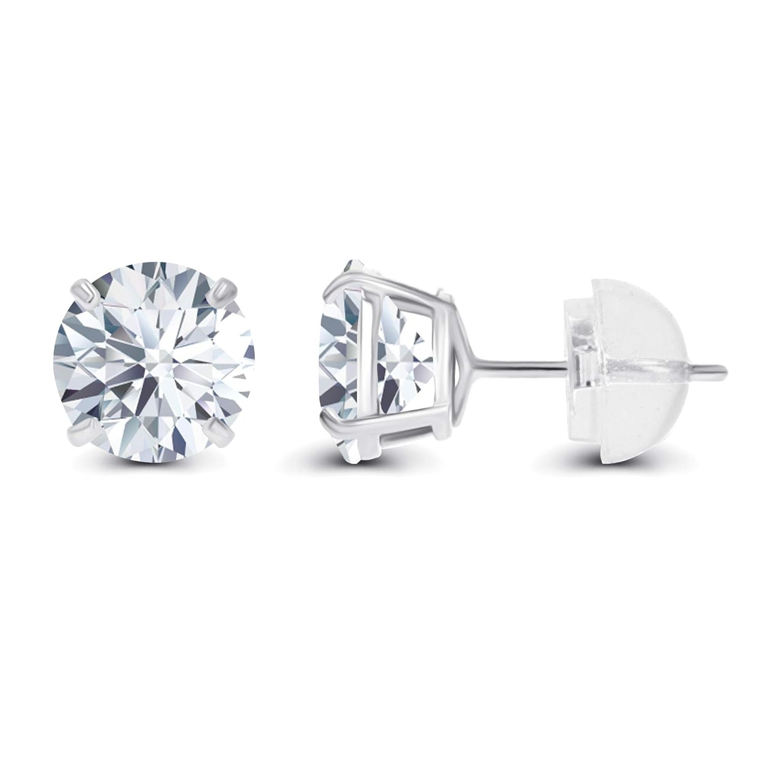 2CTW Moissanite Stud Earrings - 14K White Gold or Yellow Gold