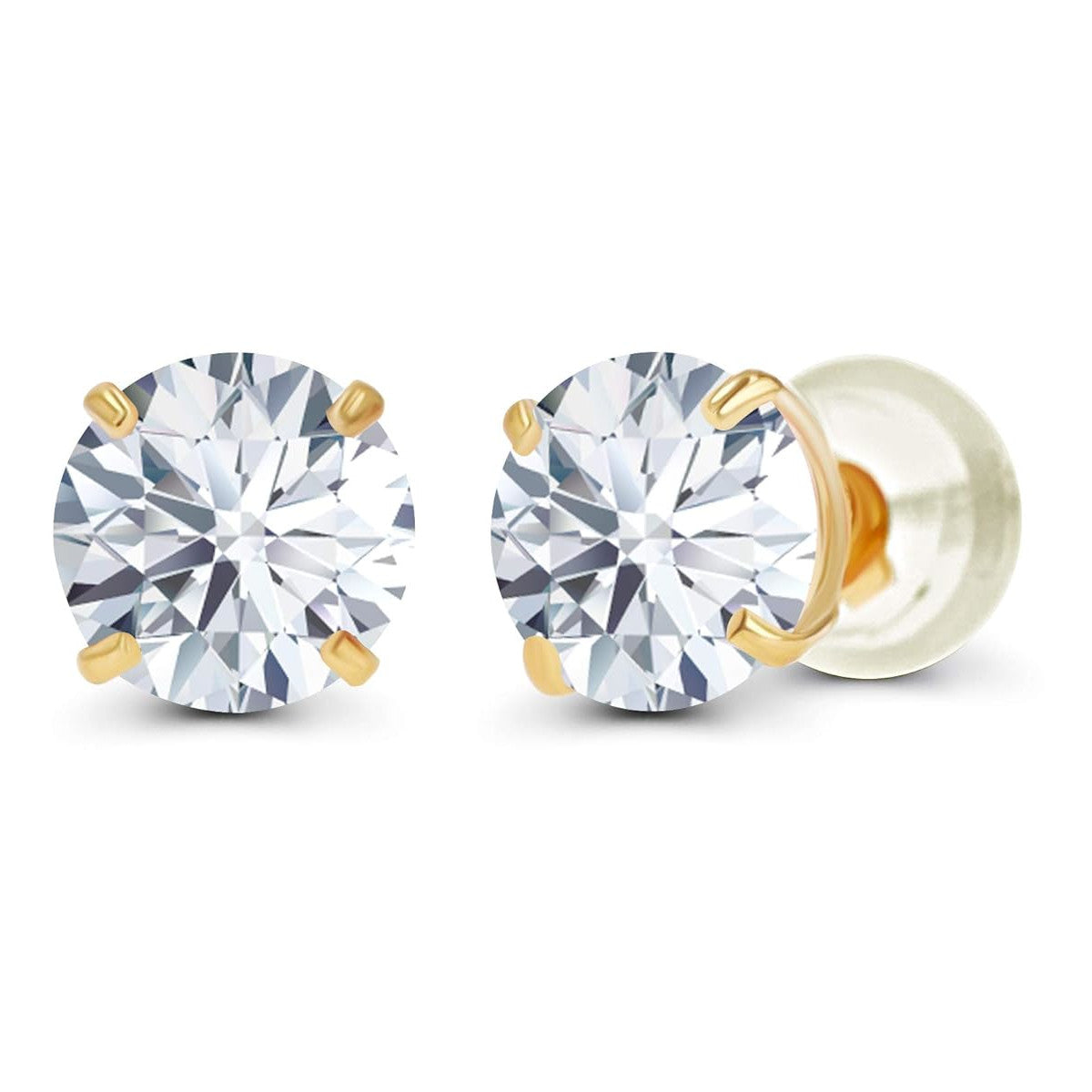 2CTW Moissanite Stud Earrings - 14K White Gold or Yellow Gold