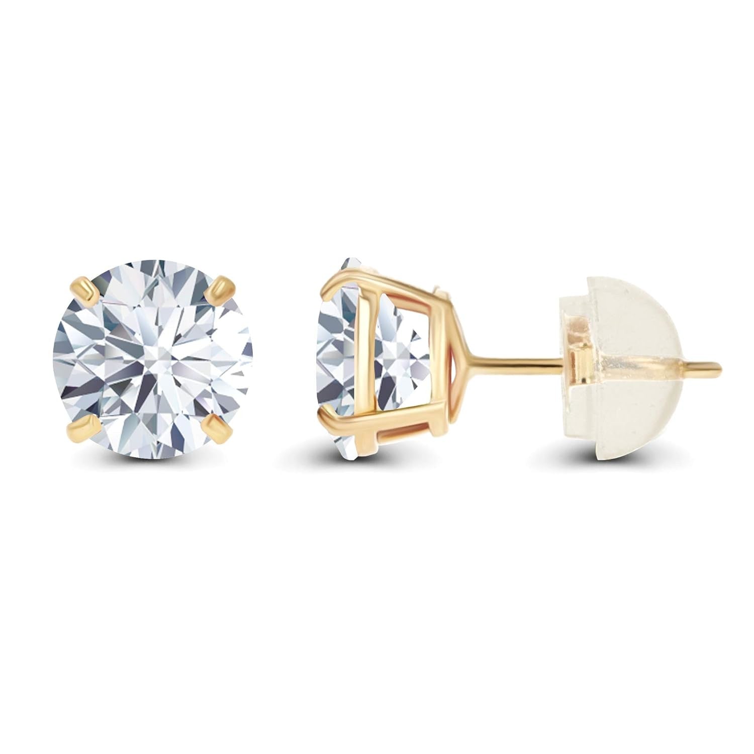 2CTW Moissanite Stud Earrings - 14K White Gold or Yellow Gold