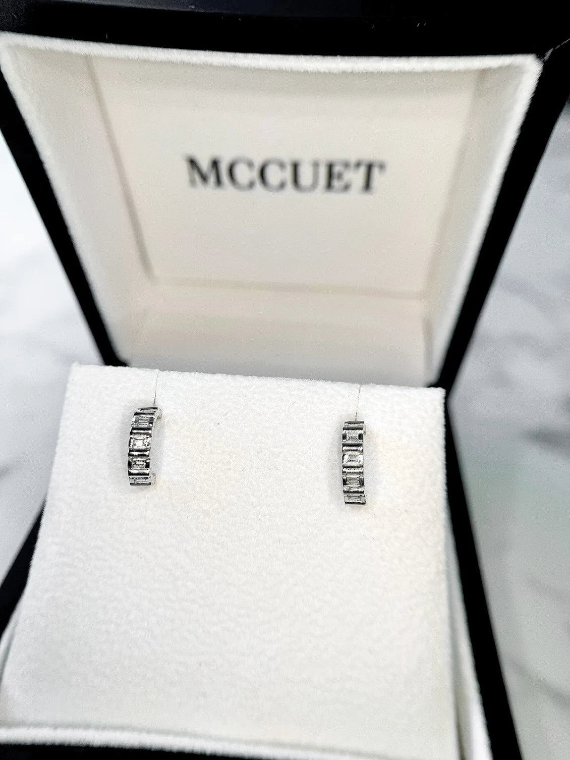 Natural Diamond Hoop Earrings - Platinum